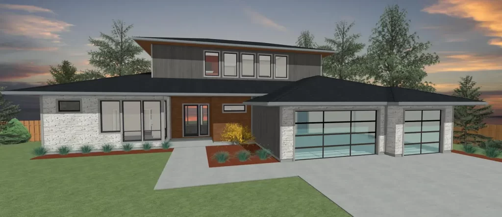 Rendering of a custom modern home by Design NW