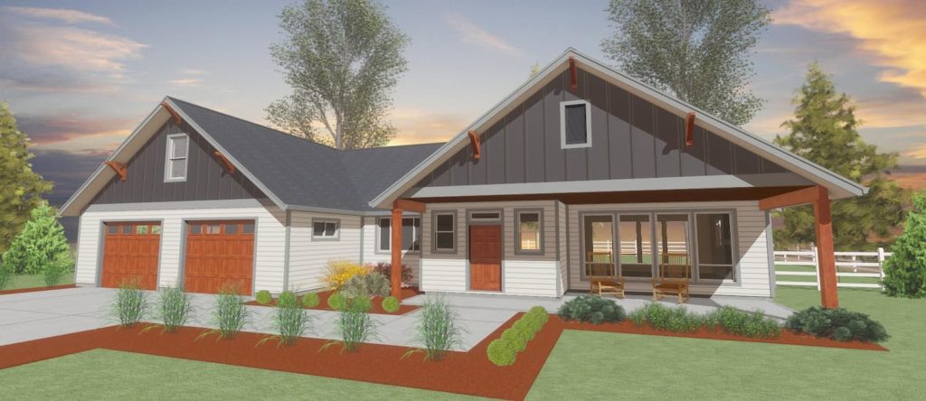 Rendering of a 2935sf farmhouse from Design NW