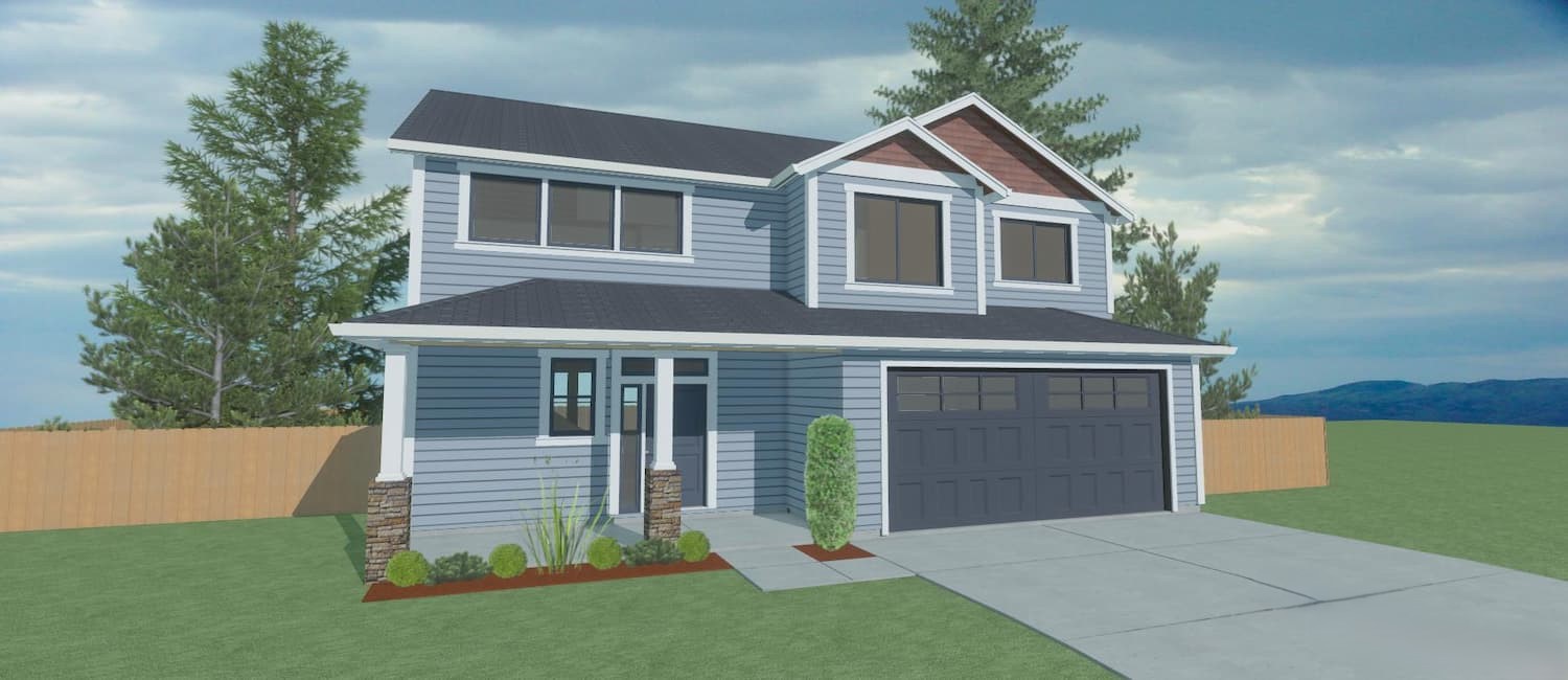 Elevation rendering of a custom home from Design NW