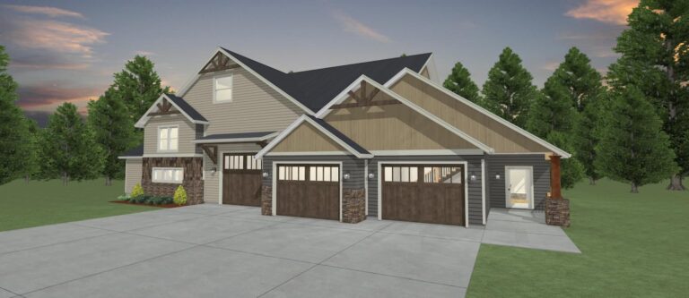Elevation 3D rendering of a custom home from Design NW