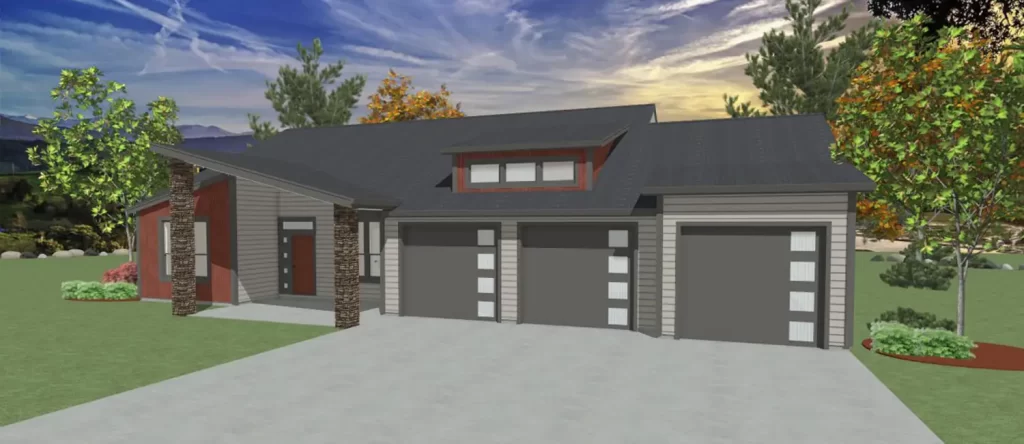 Rendering of a modern home exterior by Design NW