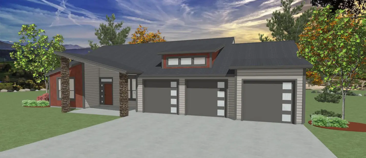Rendering of a modern home exterior by Design NW