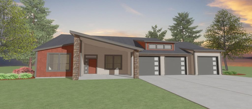 Elevation rendering of a custom home from Design NW