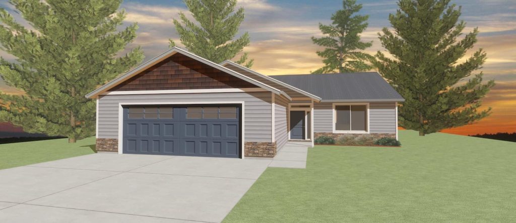 Elevation rendering of a traditional style custom home from Design NW