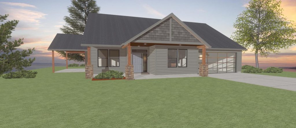 Elevation 3D rendering of a custom home from Design NW