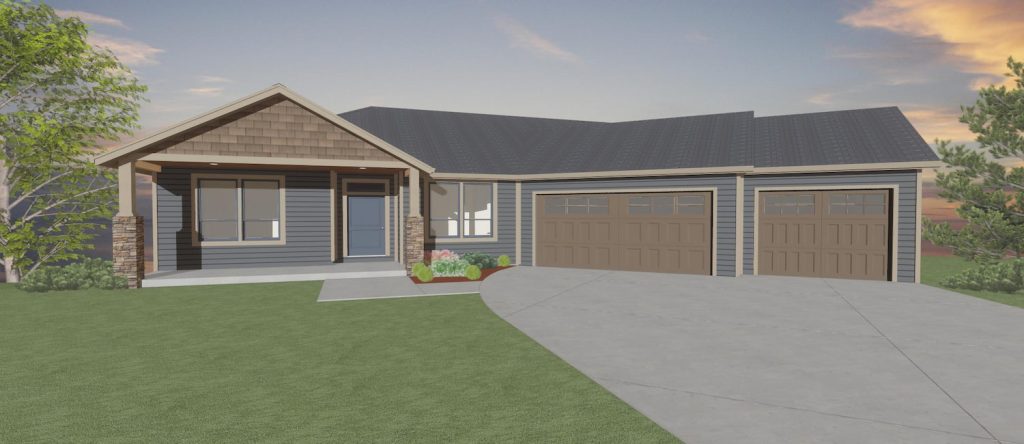 Elevation rendering of a custom home from Design NW