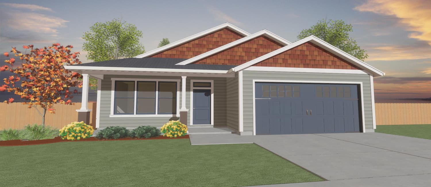 Elevation 3D rendering of a custom home from Design NW