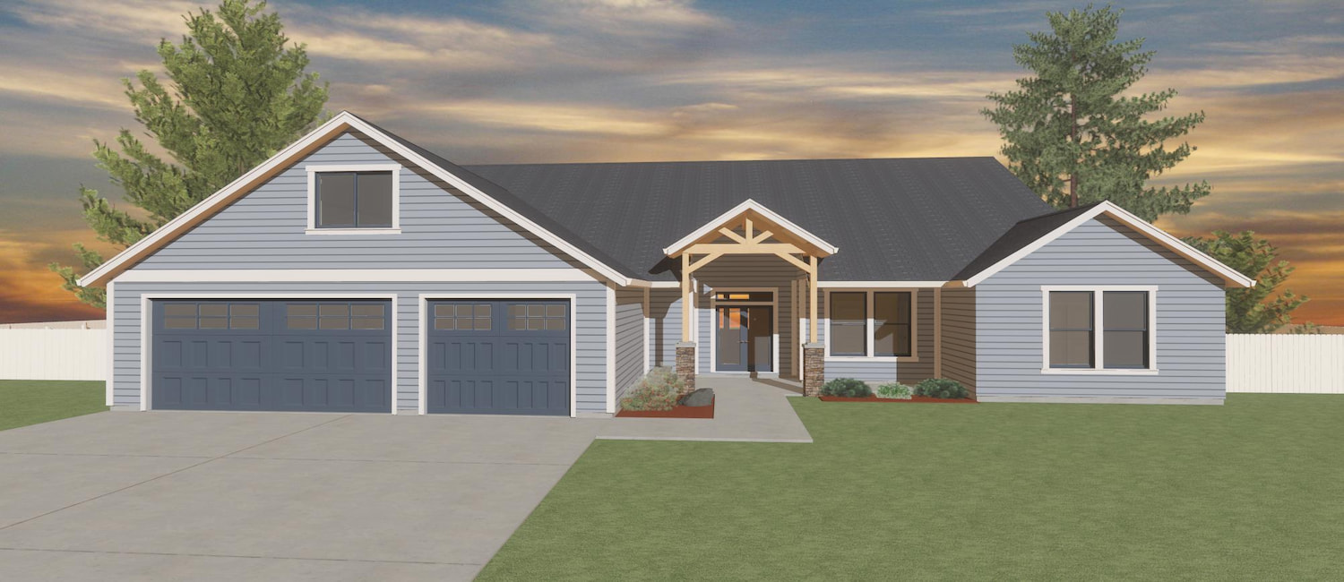 Elevation 3D rendering of a custom home from Design NW