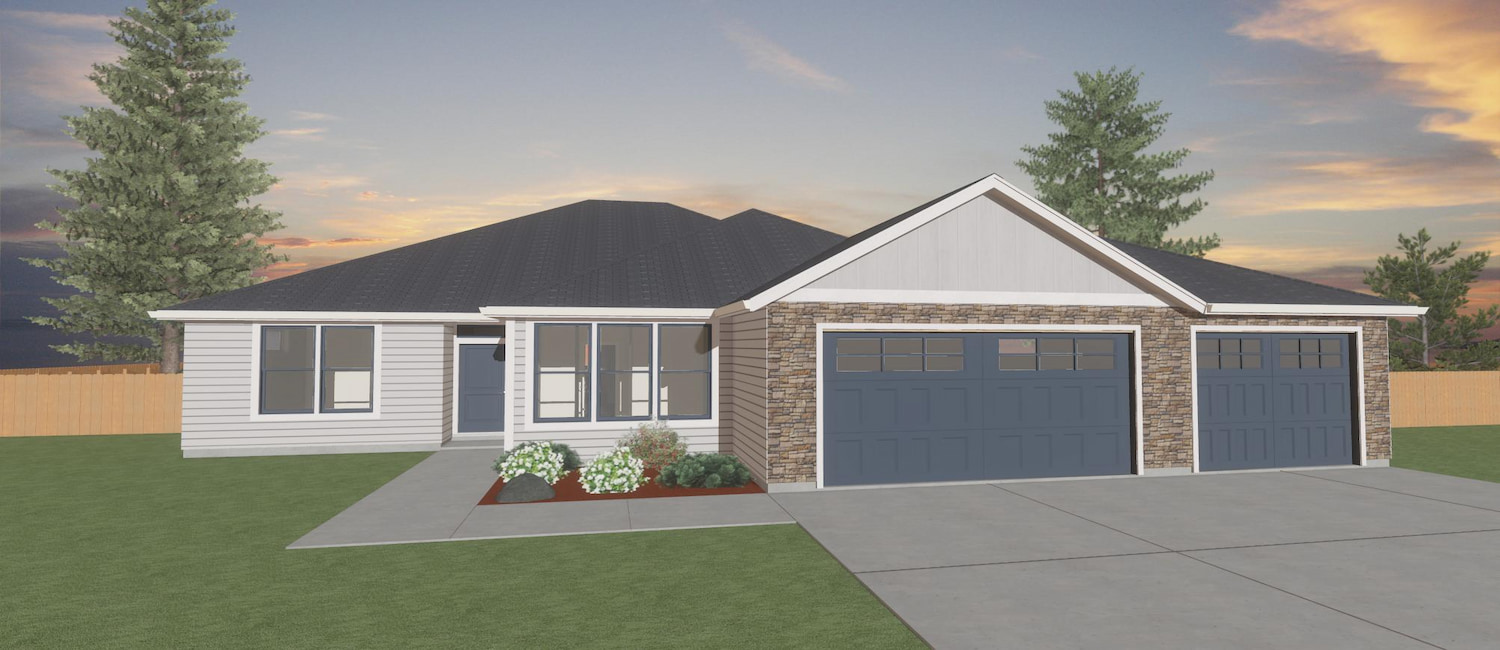 Elevation 3D rendering of a custom home from Design NW