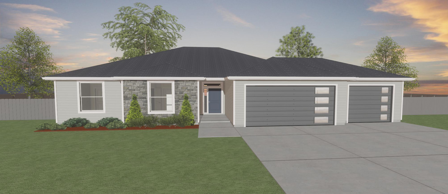 Elevation 3D rendering of a custom home from Design NW