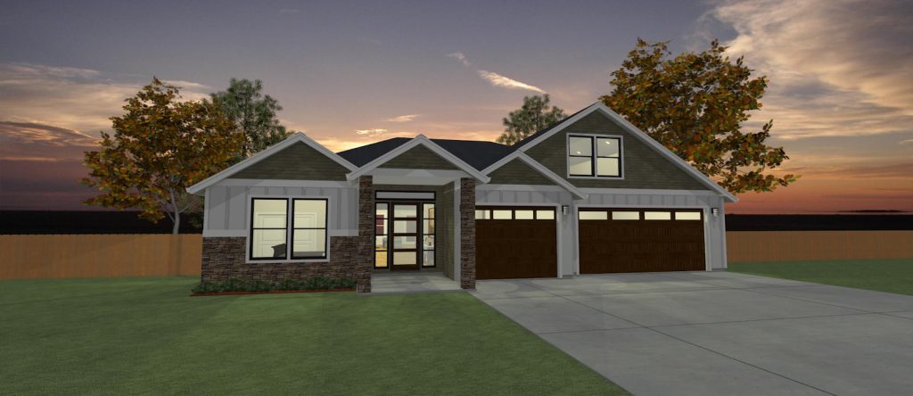 Elevation 3D rendering of a custom home from Design NW