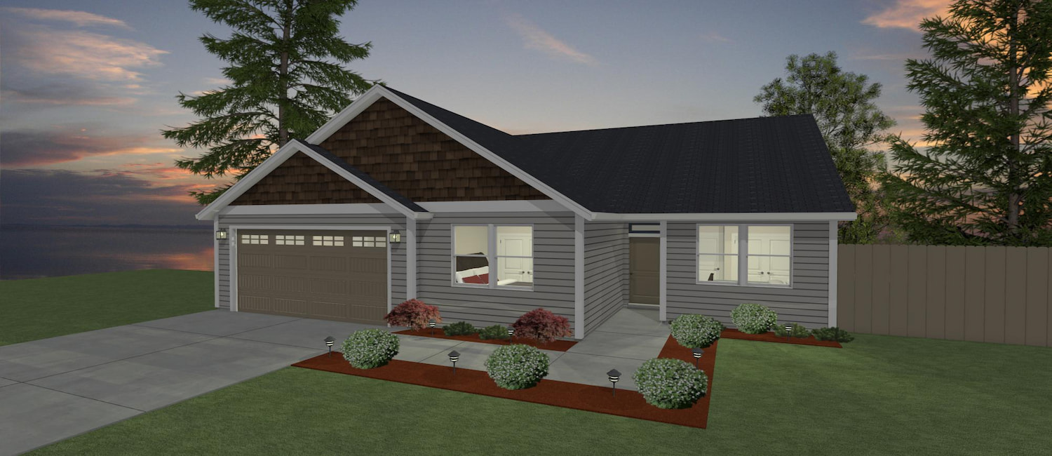 Elevation 3D rendering of a custom home from Design NW