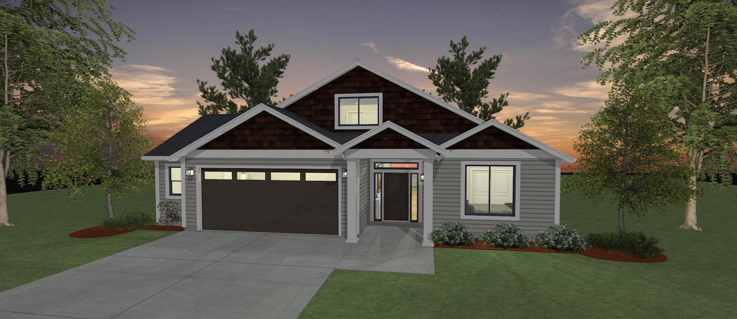 Elevation 3D rendering of a custom home from Design NW