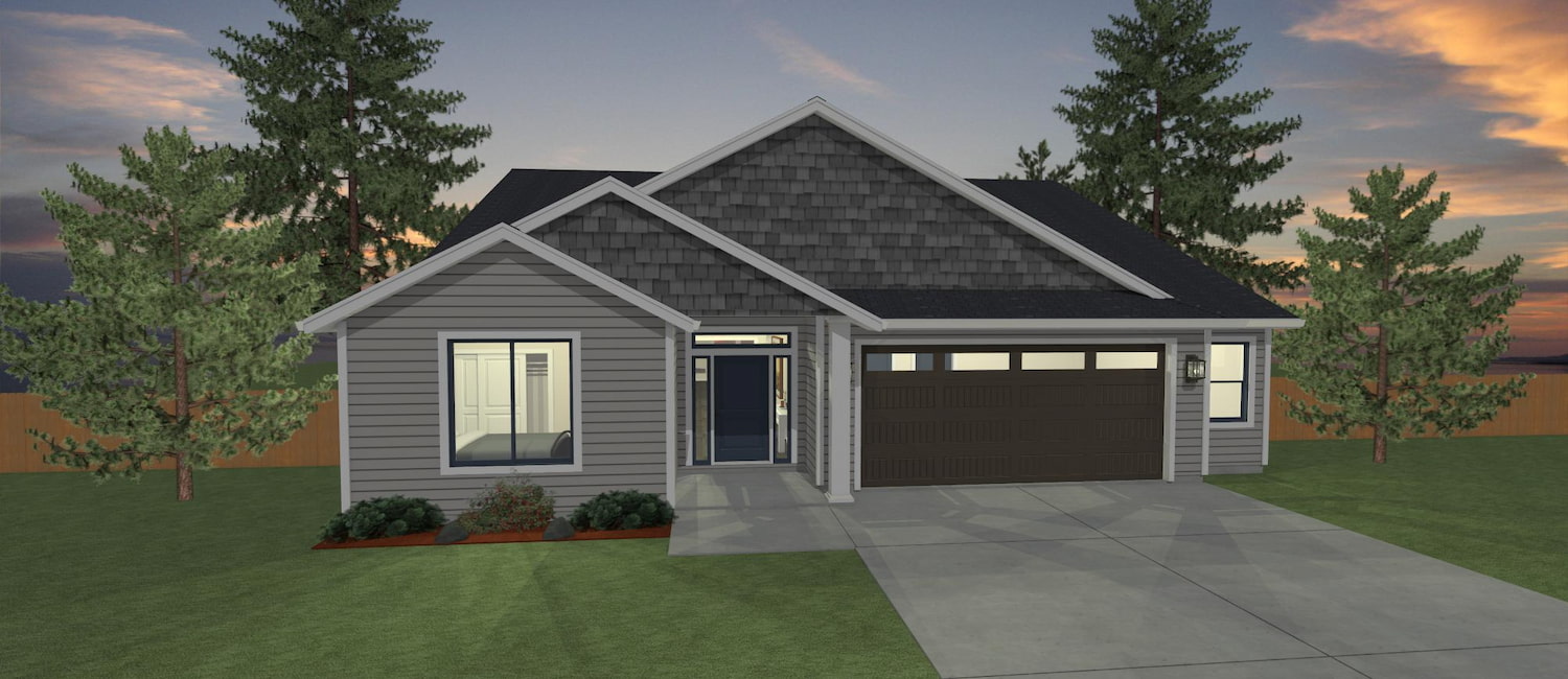 Elevation 3D rendering of a custom home from Design NW