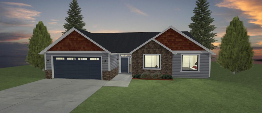 Elevation 3D rendering of a custom home from Design NW