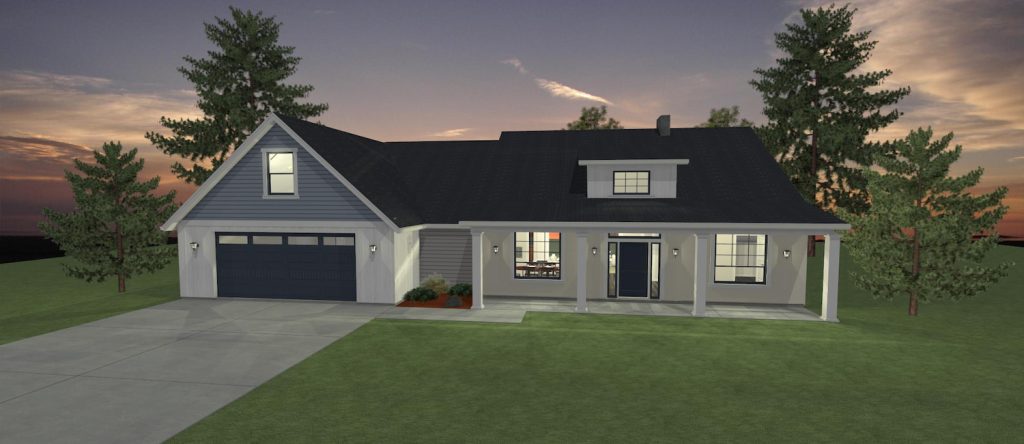 Elevation 3D rendering of a custom home from Design NW