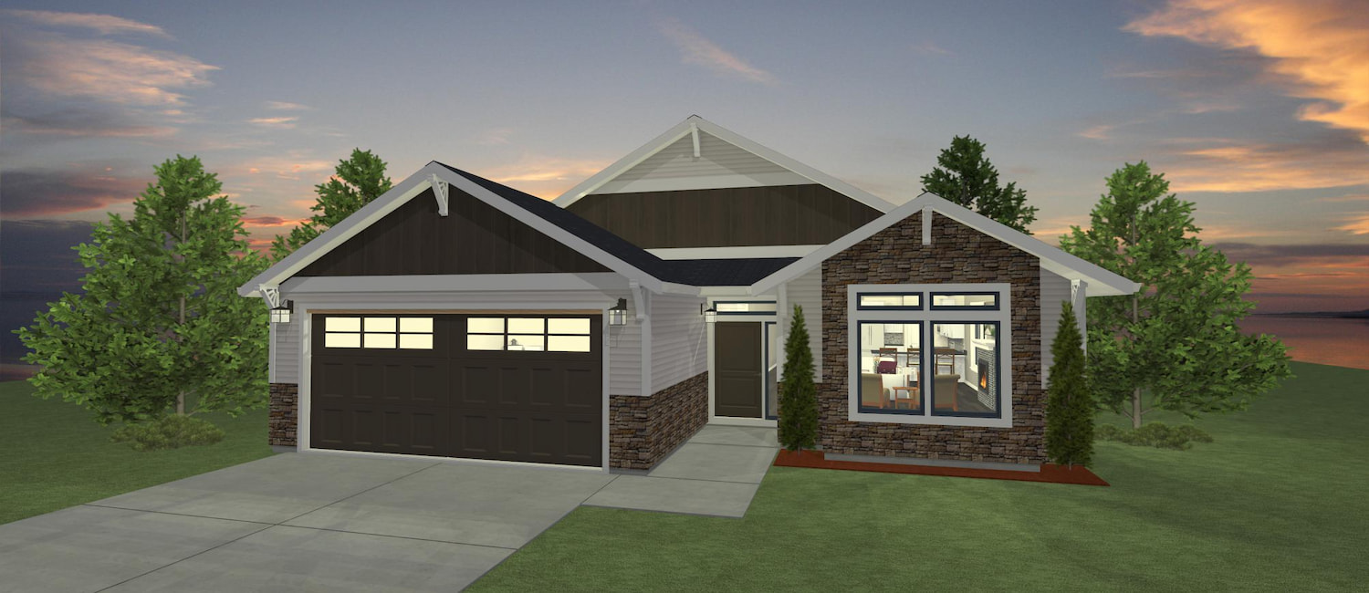 Elevation 3D rendering of a custom home from Design NW