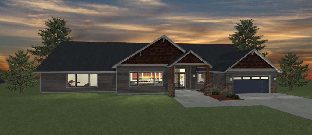 Elevation 3D rendering of a custom home from Design NW