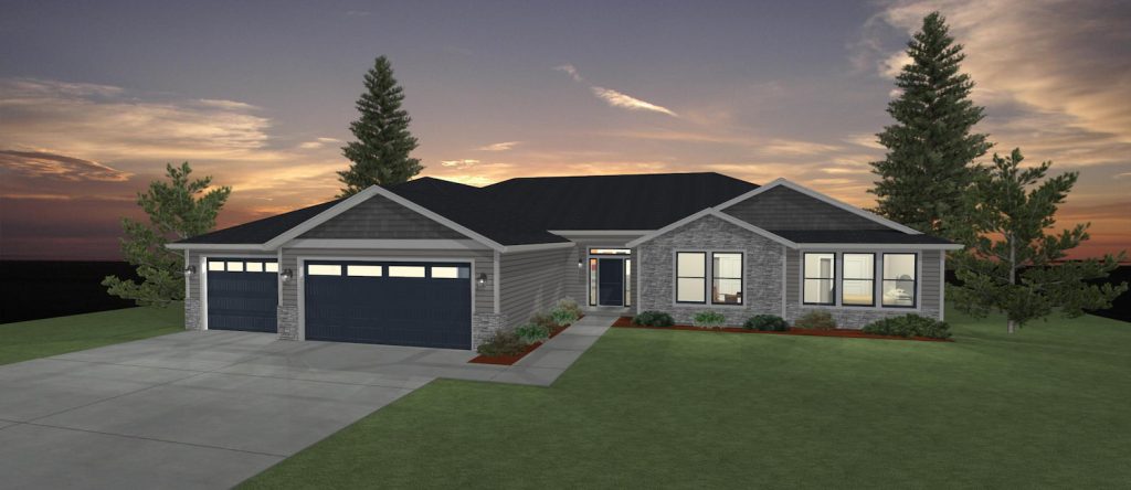 Elevation 3D rendering of a custom home from Design NW