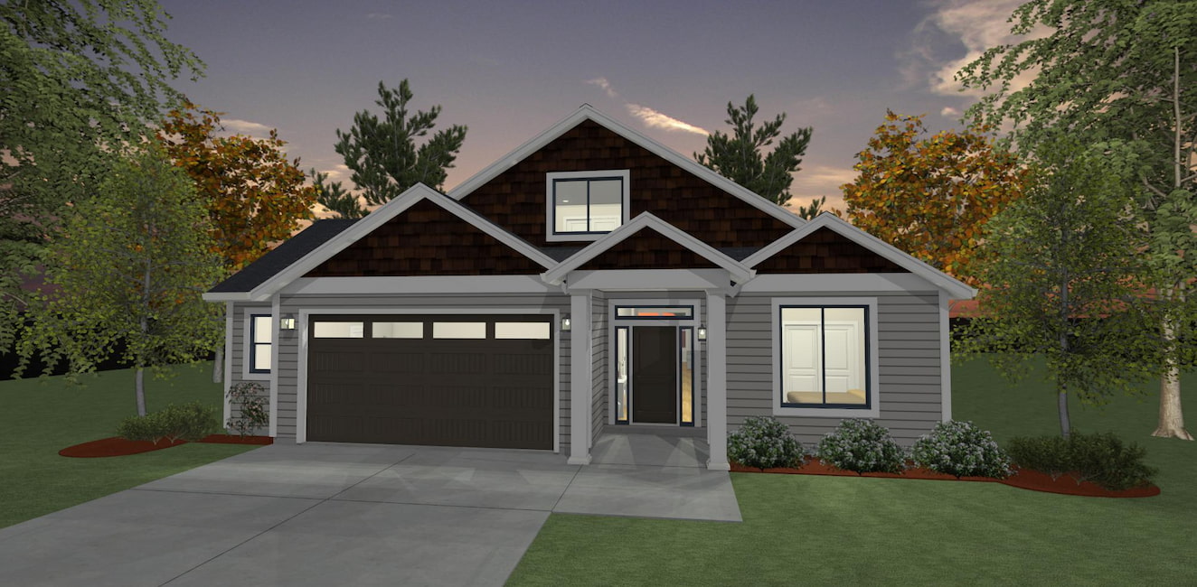 Elevation 3D rendering of a custom home from Design NW