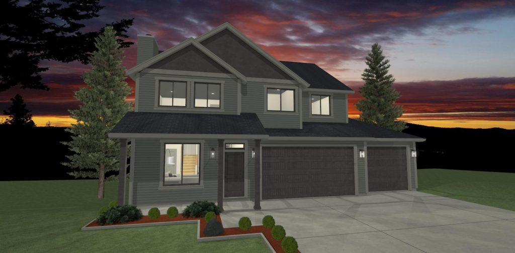 Elevation 3D rendering of a custom home from Design NW