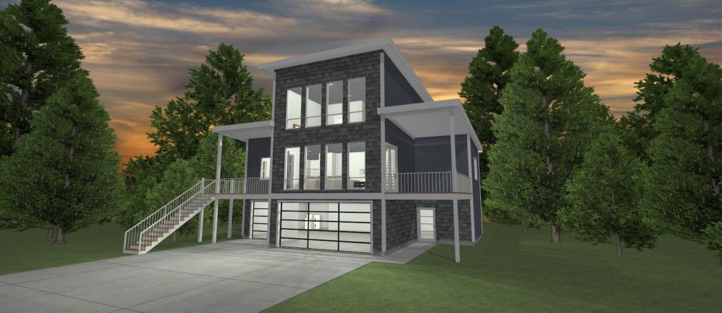 Elevation 3D rendering of a custom home from Design NW