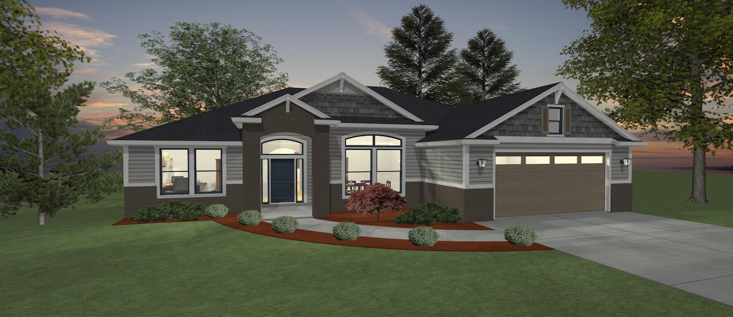 Elevation 3D rendering of a custom home from Design NW