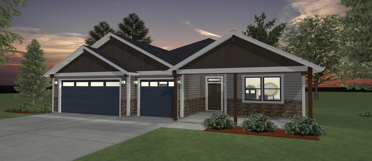 Elevation 3D rendering of a custom home from Design NW