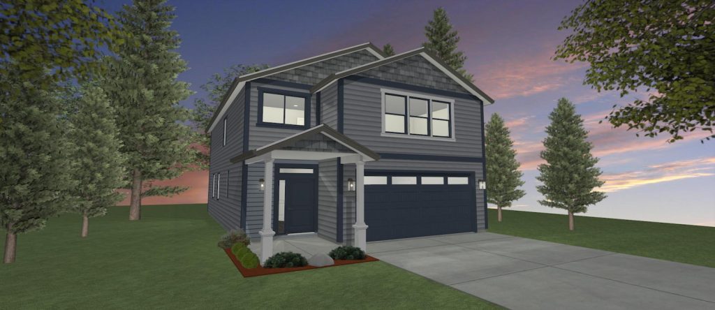 Elevation 3D rendering of a custom home from Design NW