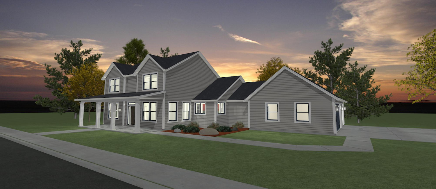 Elevation 3d rendering of a custom home from Design NW