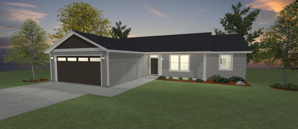 Elevation 3D rendering of a custom home from Design NW