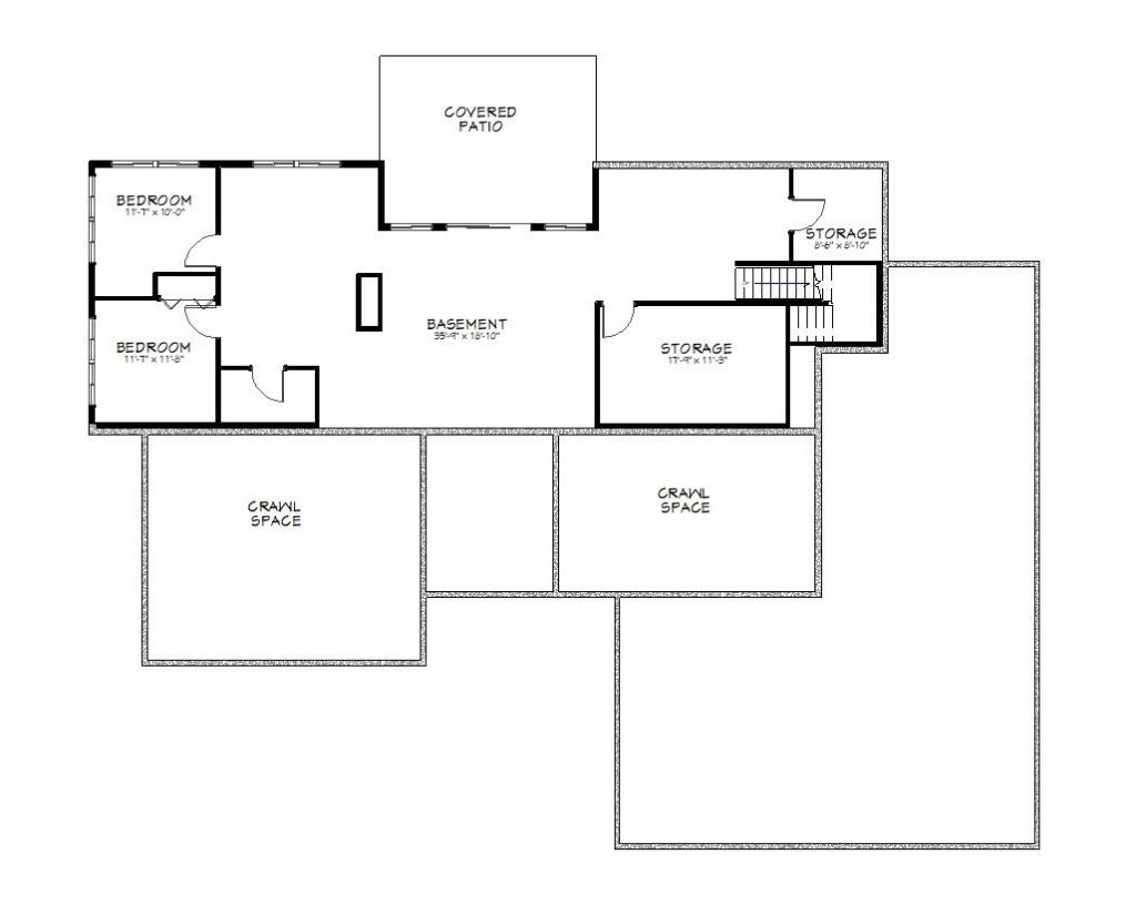 Basement floor plan view of a custom home from Design NW