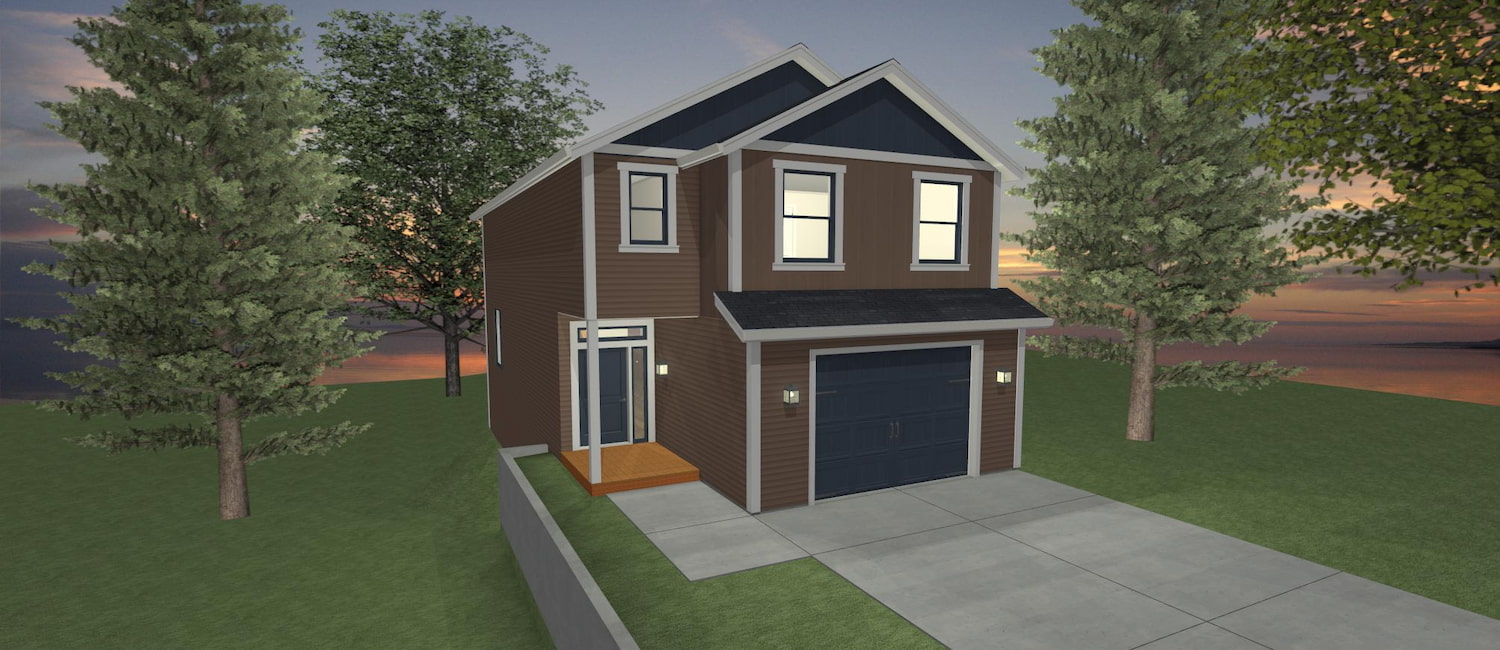 Elevation 3D rendering of a custom home from Design NW