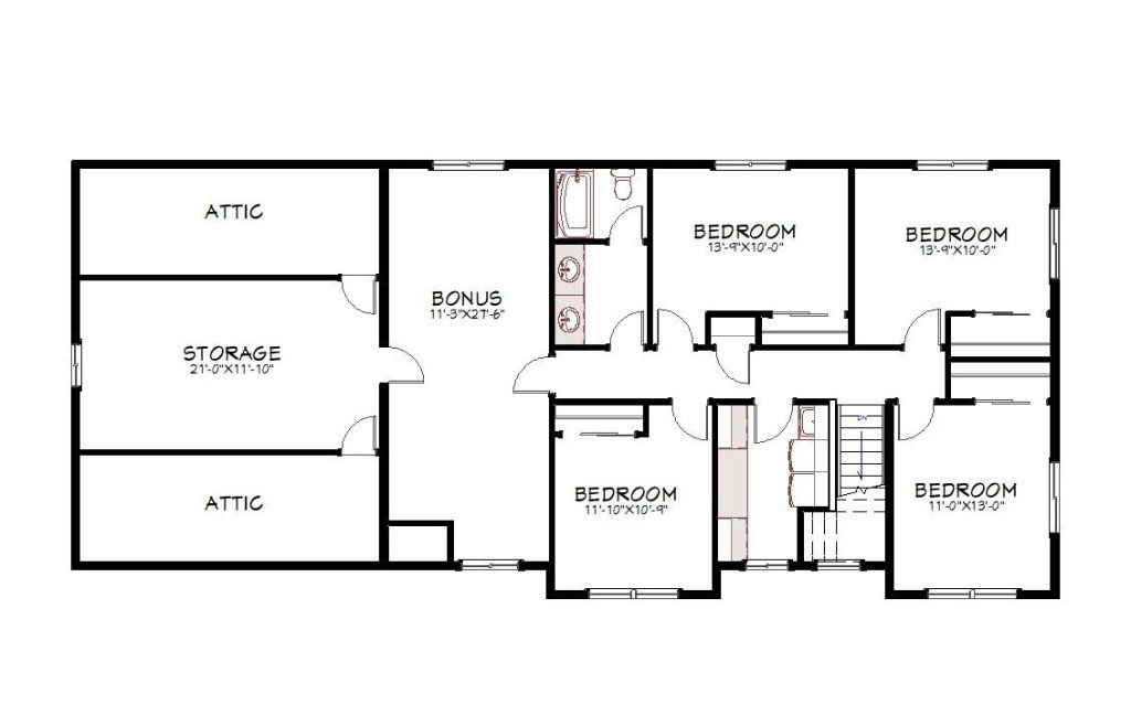 2nd floor plan view of a custom home from Design NW