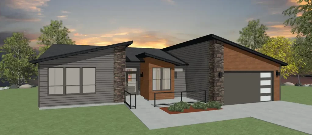 Rendering of the elevation of a modern home by Design NW