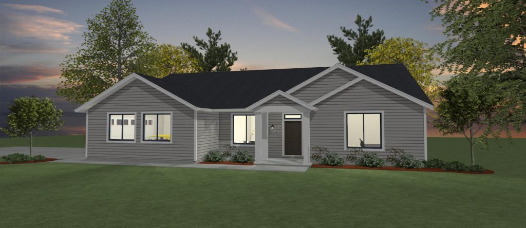 Elevation 3D rendering of a custom home from Design NW