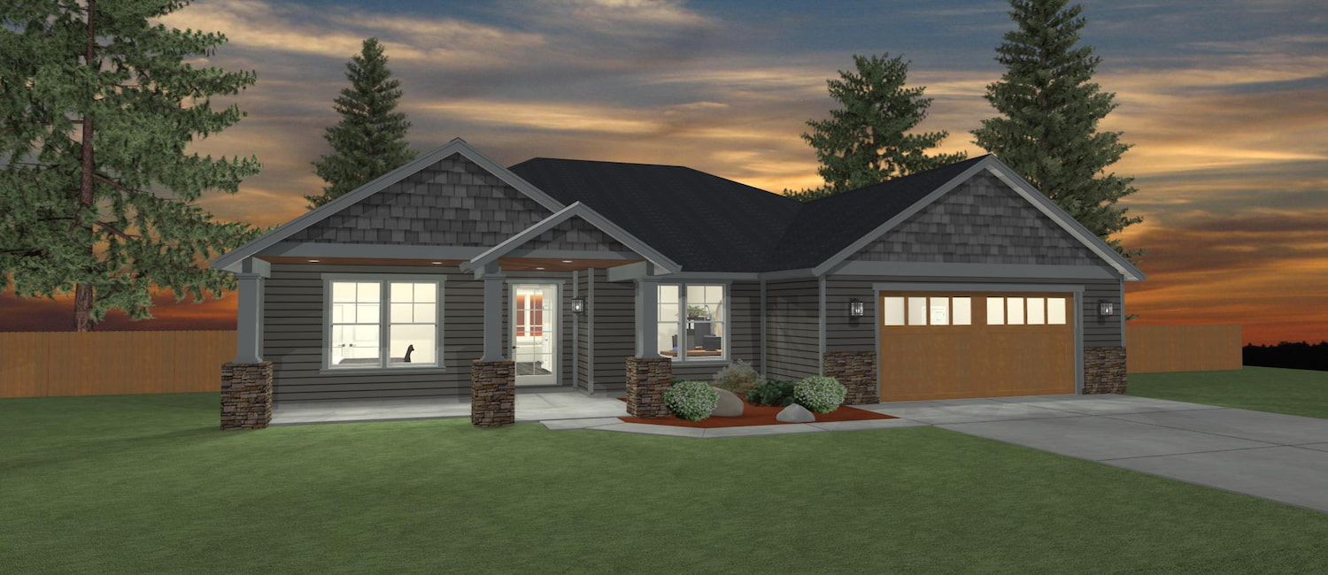 Elevation 3D rendering of a custom home from Design NW