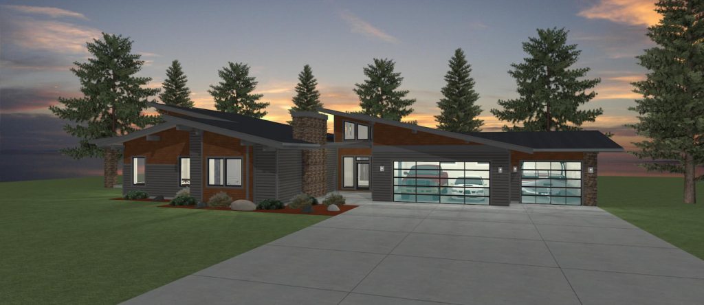 Elevation 3D rendering of a custom home from Design NW