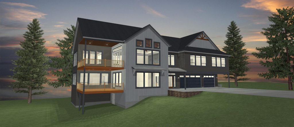 Elevation 3D rendering of a custom home from Design NW