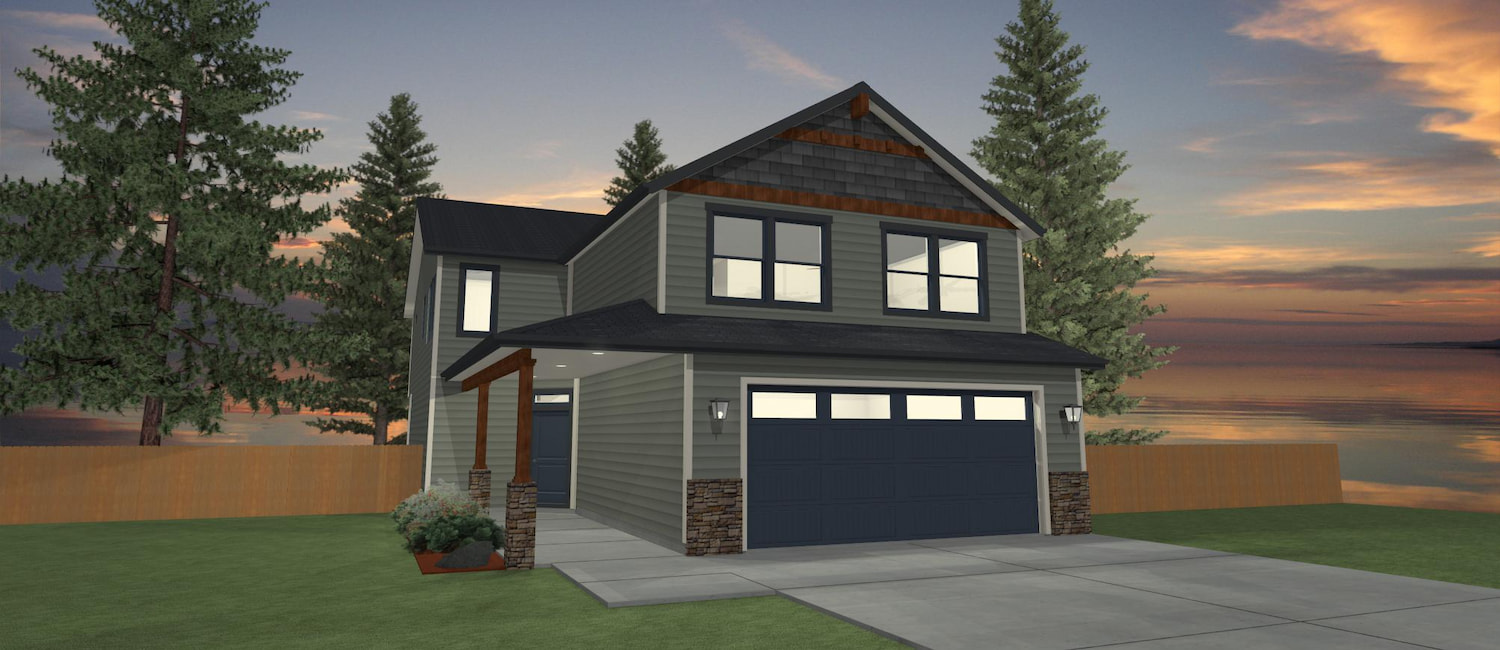 Elevation 3D rendering of a custom home from Design NW