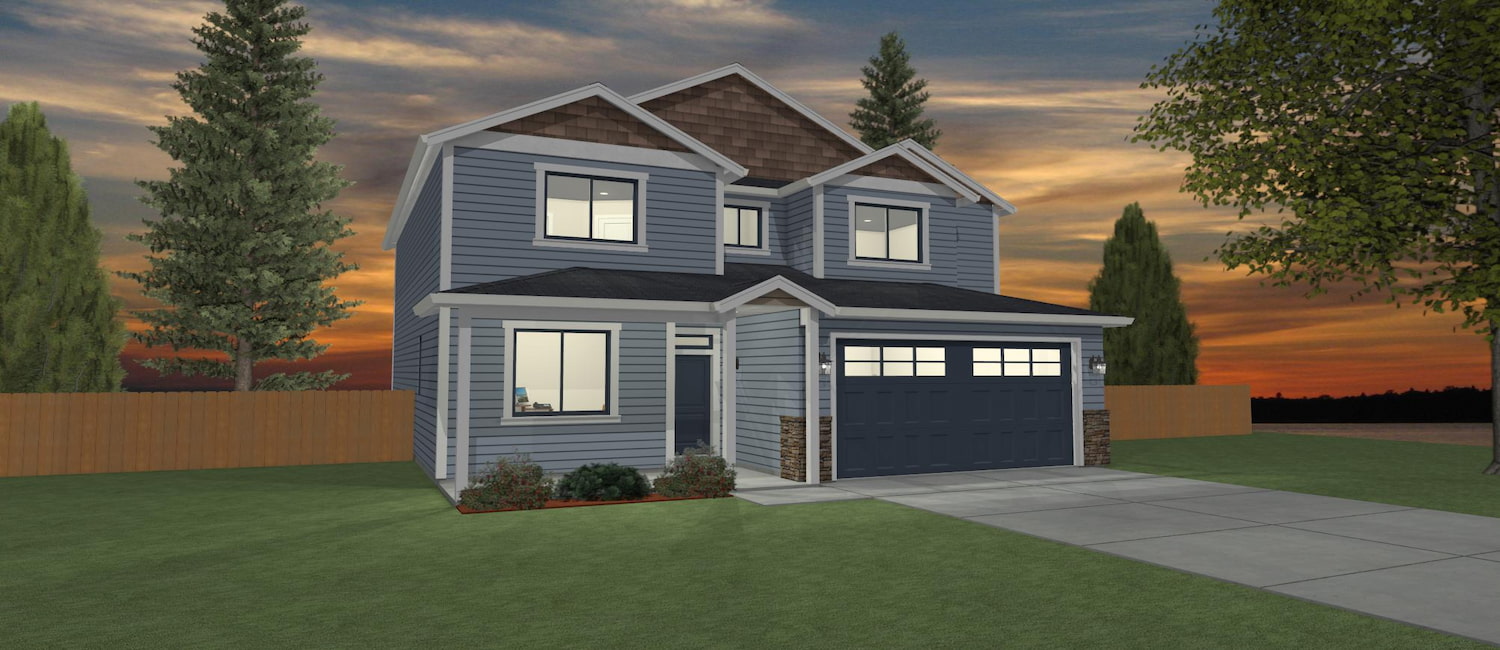 Elevation 3D rendering of a custom home from Design NW