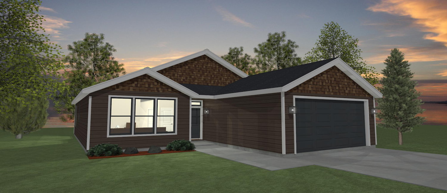 Elevation 3D rendering of a custom home from Design NW