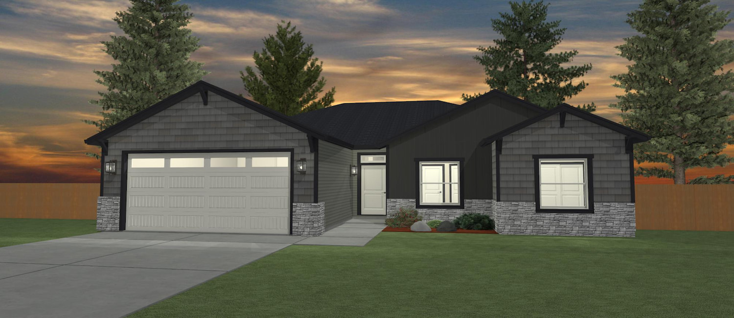 Elevation 3D rendering of a custom home from Design NW