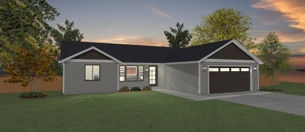 Elevation 3D rendering of a custom home from Design NW