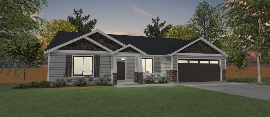 Elevation 3D rendering of a custom home from Design NW