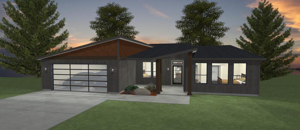 Elevation 3D rendering of a custom home from Design NW