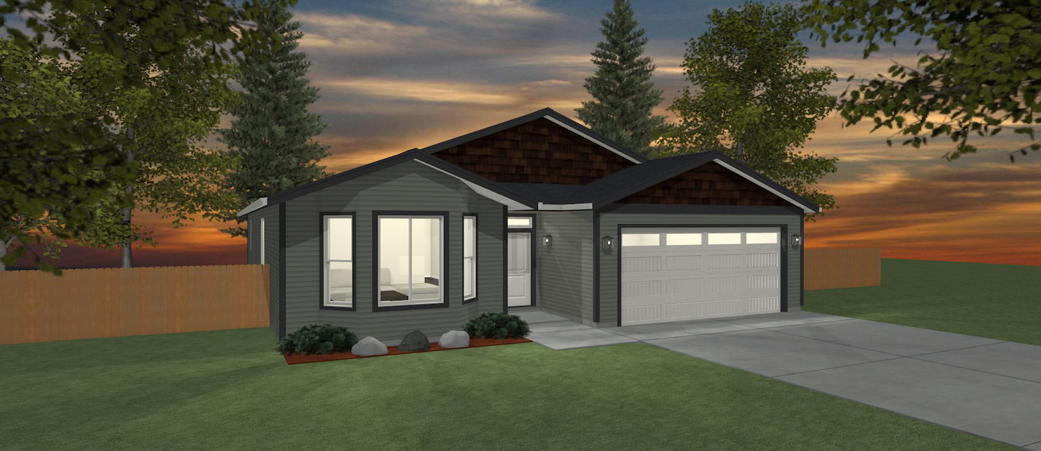 Elevation 3D rendering of a custom home from Design NW