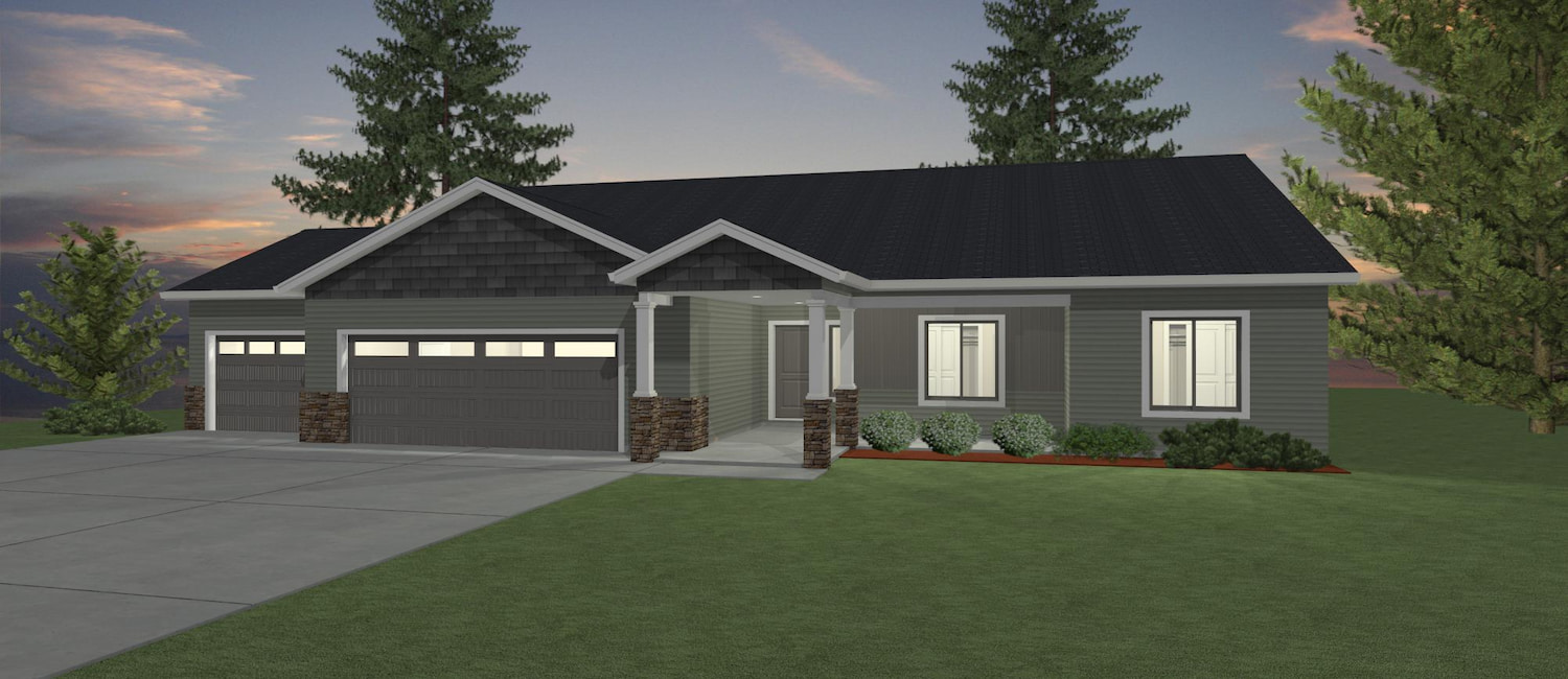 Elevation 3D rendering of a custom home from Design NW