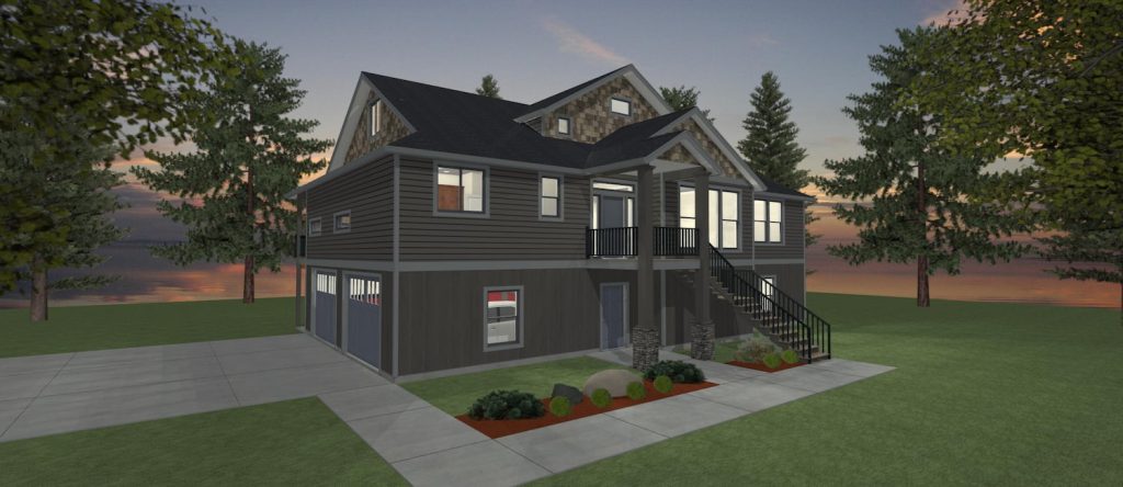 Elevation 3D rendering of a custom home from Design NW