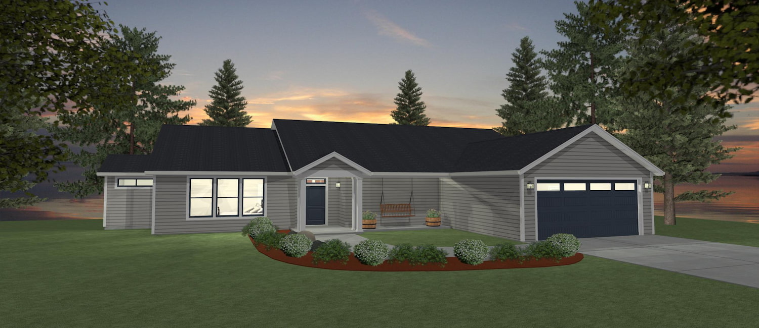 Elevation 3D rendering of a custom home from Design NW